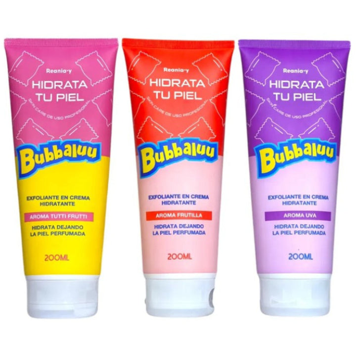 Pack 3 unidades Exfoliante Corporal Bubbaluu Uva Tutti Fruti Frutilla