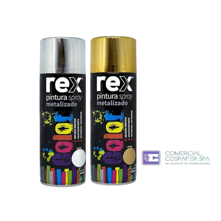 Pintura En Spray Metalizada Secado Rápido Rex 400ml