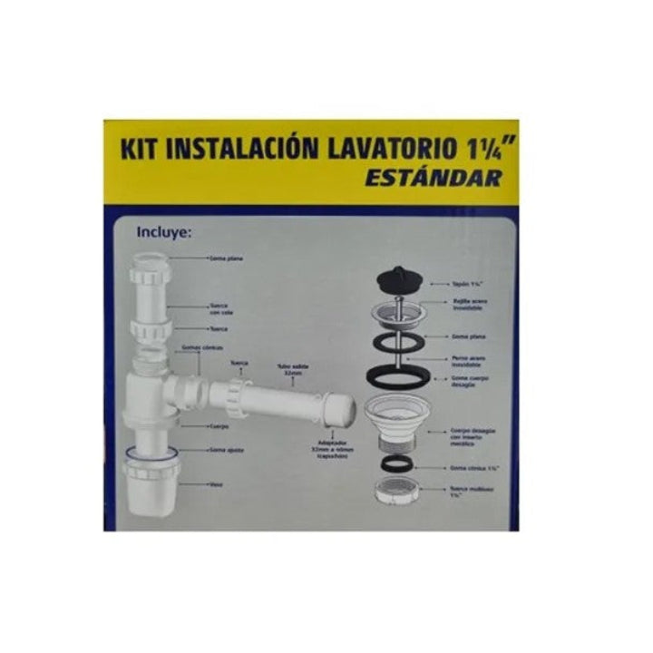 Kit Instalación Lavatorio 1 1/4 Sifón + Desague Estándar Hoffens