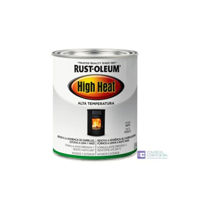 Esmalte Alta Temperatura Rust Oleum Brochable Negro Mate