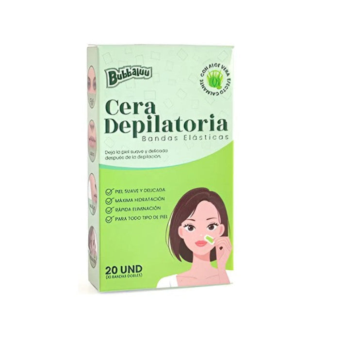 Bandas Depilatorias Bubbaluu Facial Con Aloe Vera 20 Unidades.