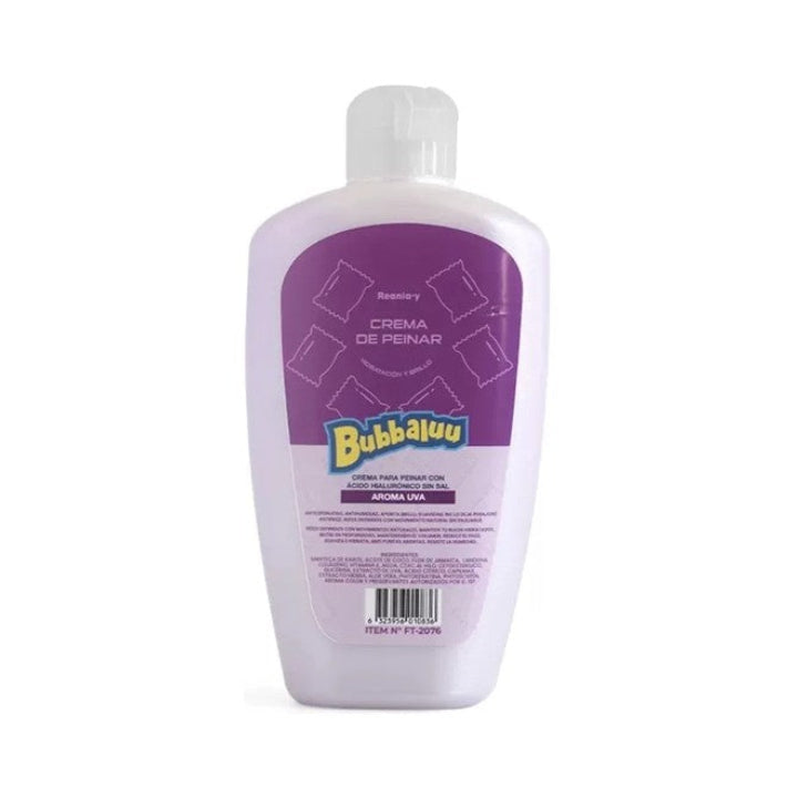 Pack 3 unidades Crema Para Peinar Acido Hialuronico Bubbaluu 250ml Uva Frutilla Tutti Fruti