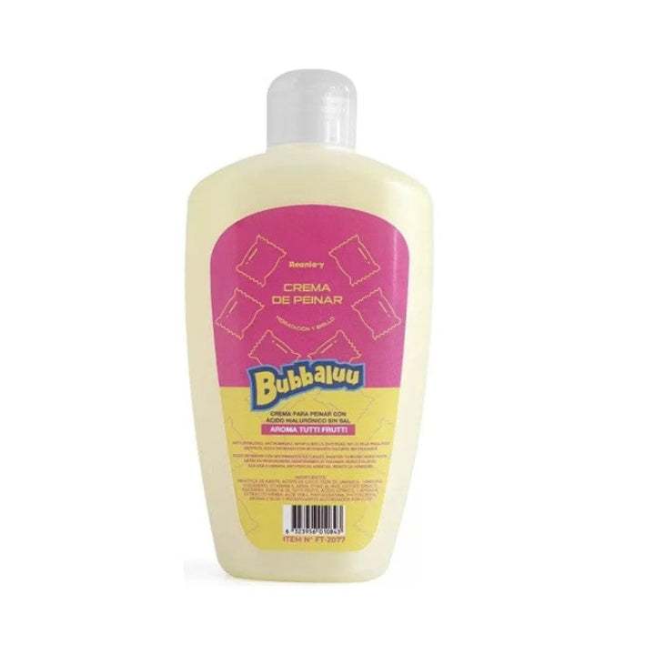 Pack 3 unidades Crema Para Peinar Acido Hialuronico Bubbaluu 250ml Uva Frutilla Tutti Fruti