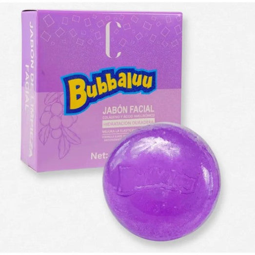 Jabón Facial En Barra Colágeno Y Acido Hialuronico Bubbaluu 100g Uva