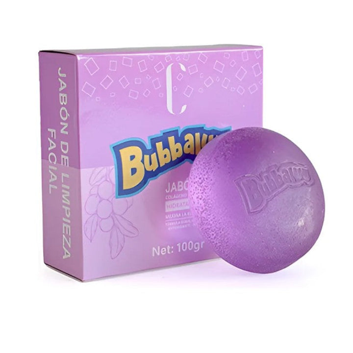 Jabón Facial En Barra Colágeno Y Acido Hialuronico Bubbaluu 100g Uva