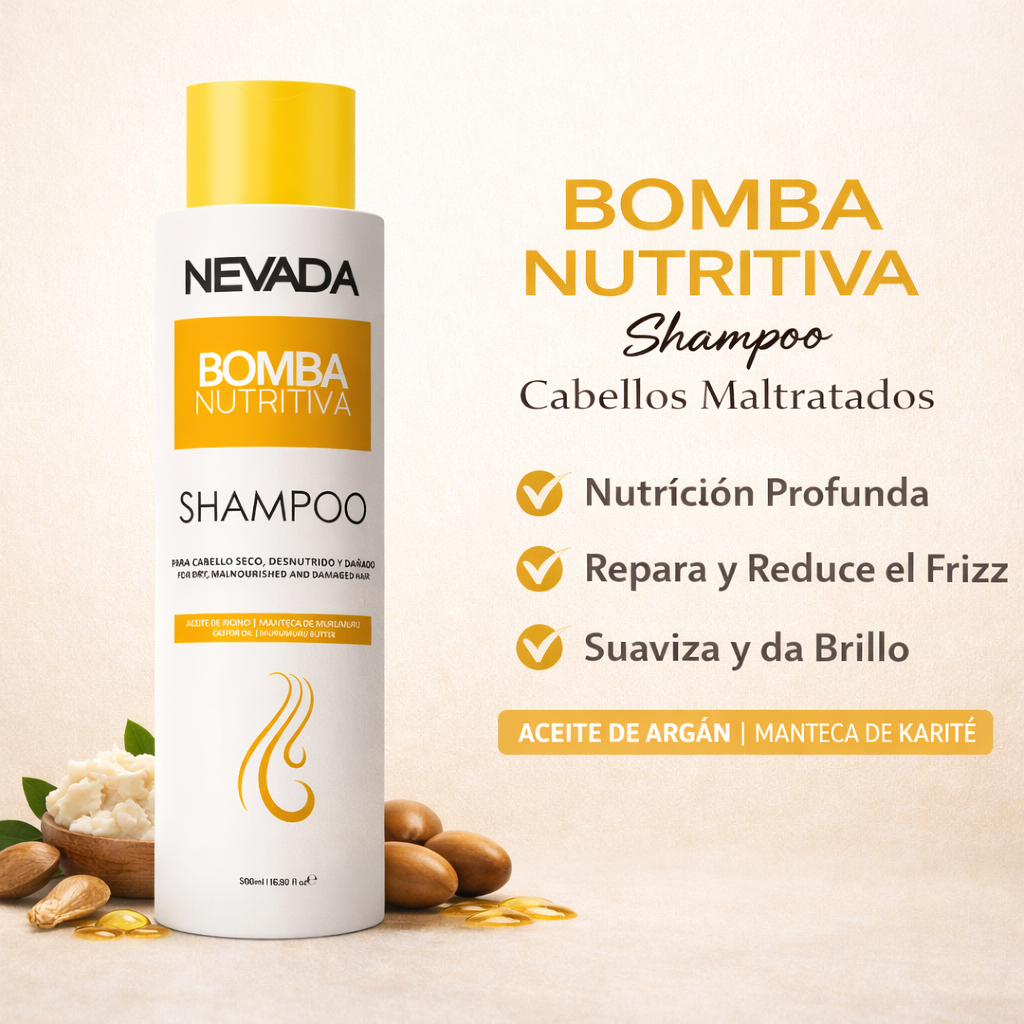 Shampoo Bomba Nutritiva Cabellos Maltratados Nevada 500ml