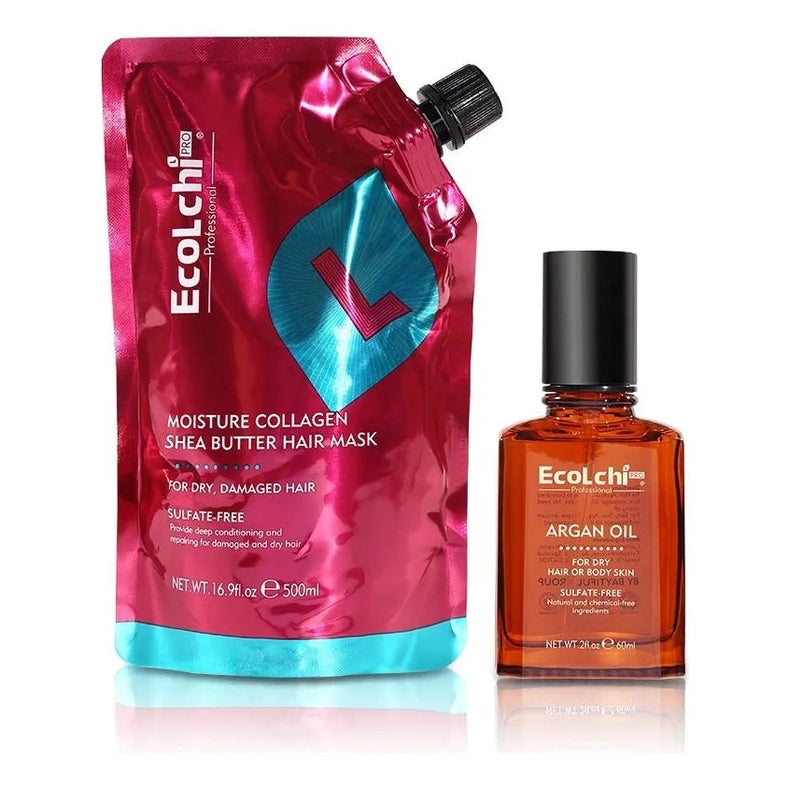 Kit Mascarilla Ecolchi Colageno Hidratante Y Aceite Argan Sachet Cosmeticos y cuidado del hogar