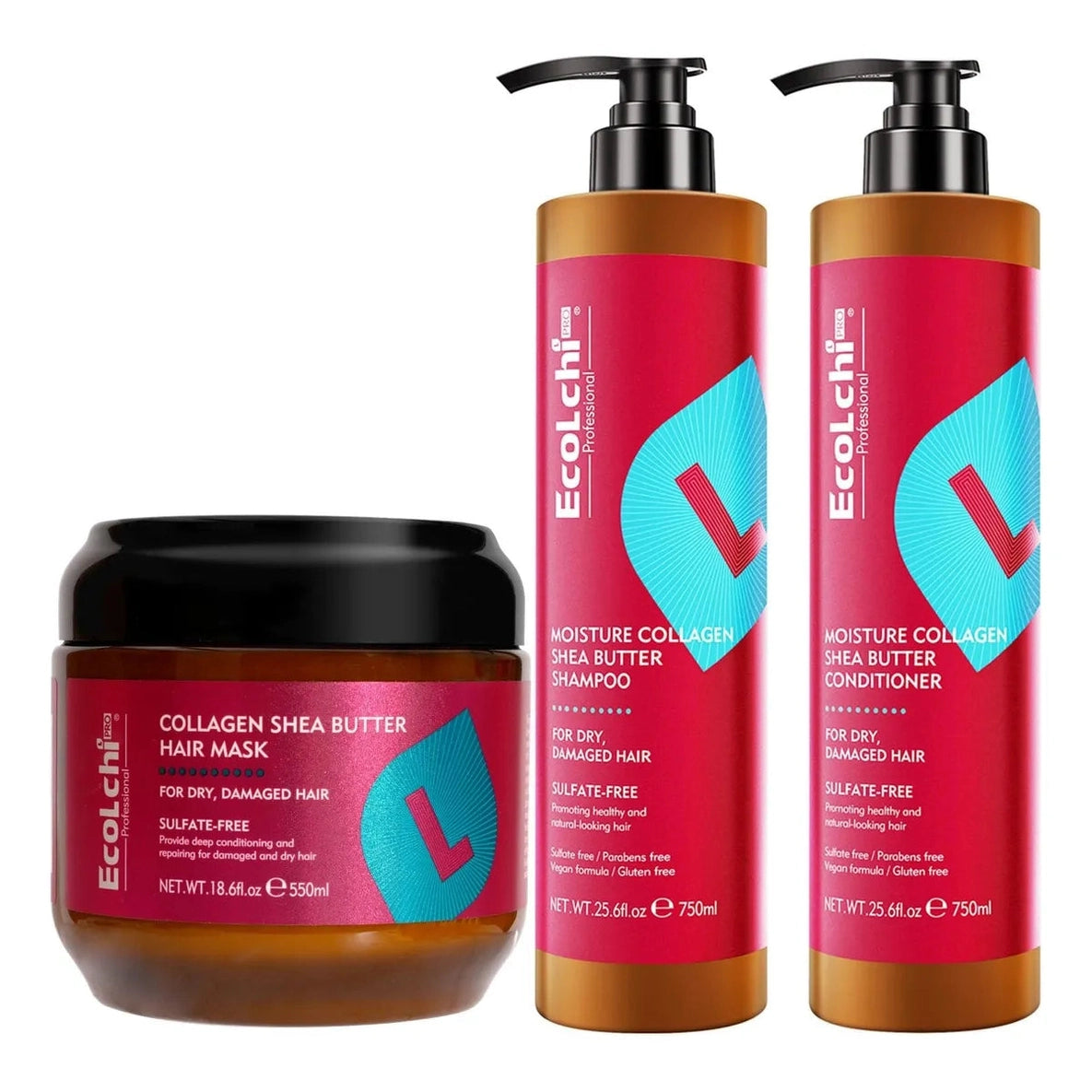 Kit Mascarilla Shampoo y Acondicionador Colageno EcolchiPro Cosmeticos y cuidado del hogar