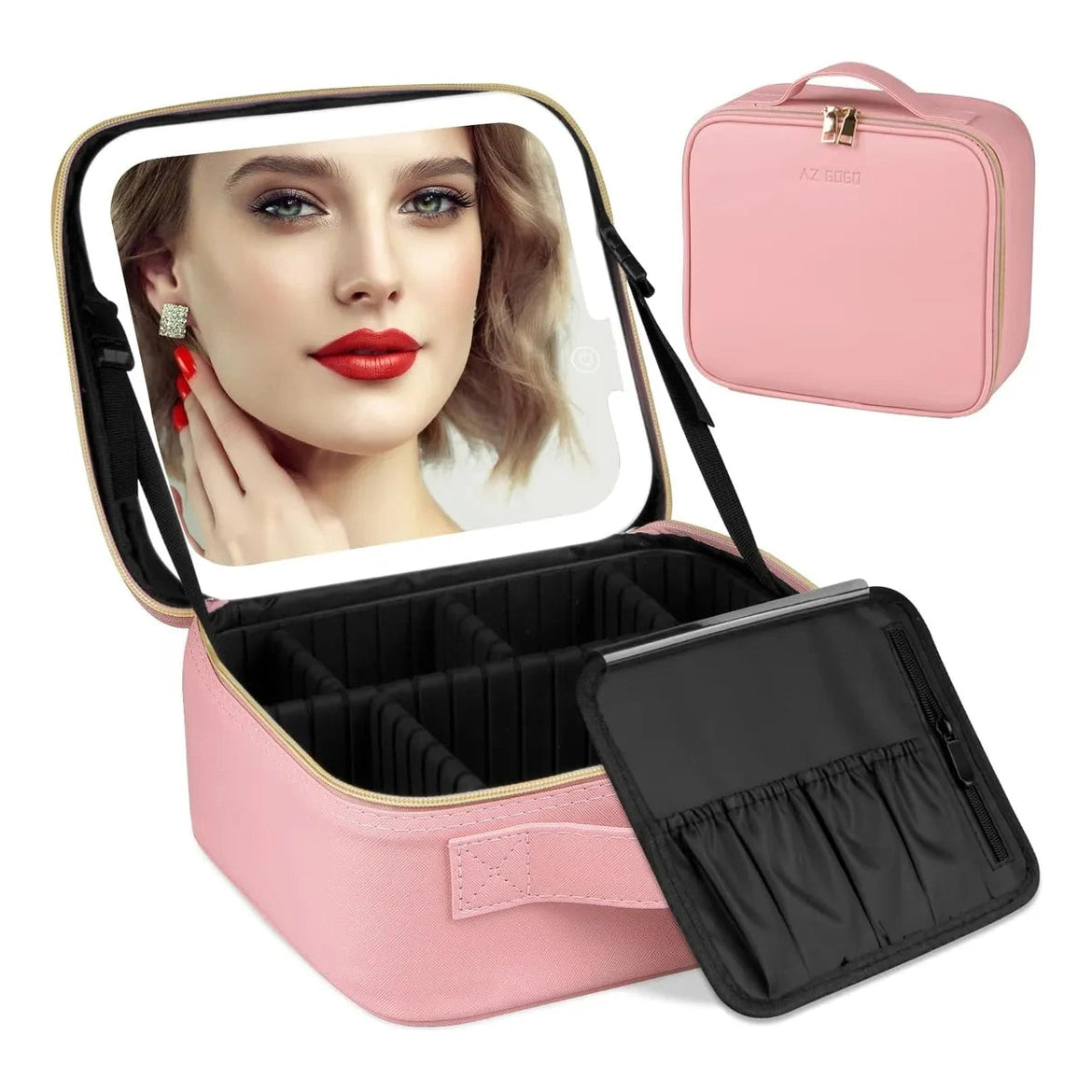 Maleta Maquillaje Con Espejo Luz Led Organizador Cosmetiquer Cosmeticos y cuidado del hogar