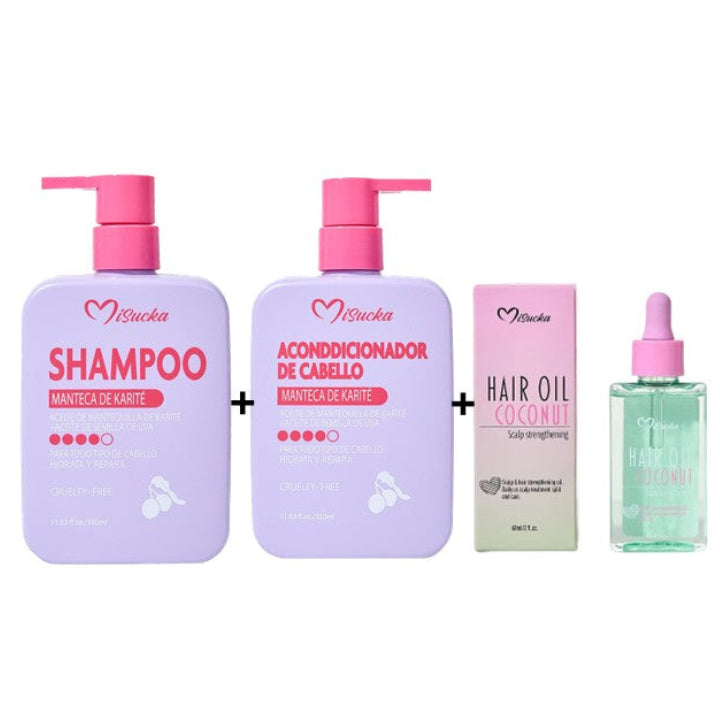 Set Shampoo Acondicionador Y Aceite Manteca Karité Misucka