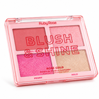 Paleta Blush Iluminador Shine Ruby Rose Pink Rose Gold Line