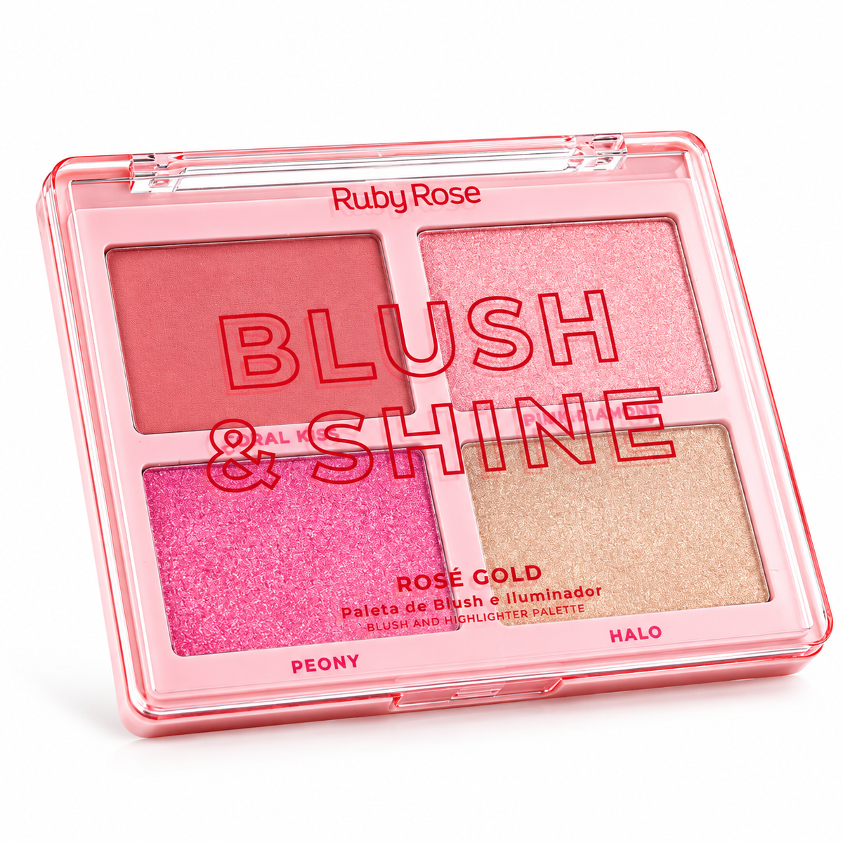 Paleta Blush Iluminador Shine Ruby Rose Pink Rose Gold Line