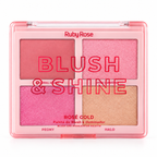 Paleta Blush Iluminador Shine Ruby Rose Pink Rose Gold Line