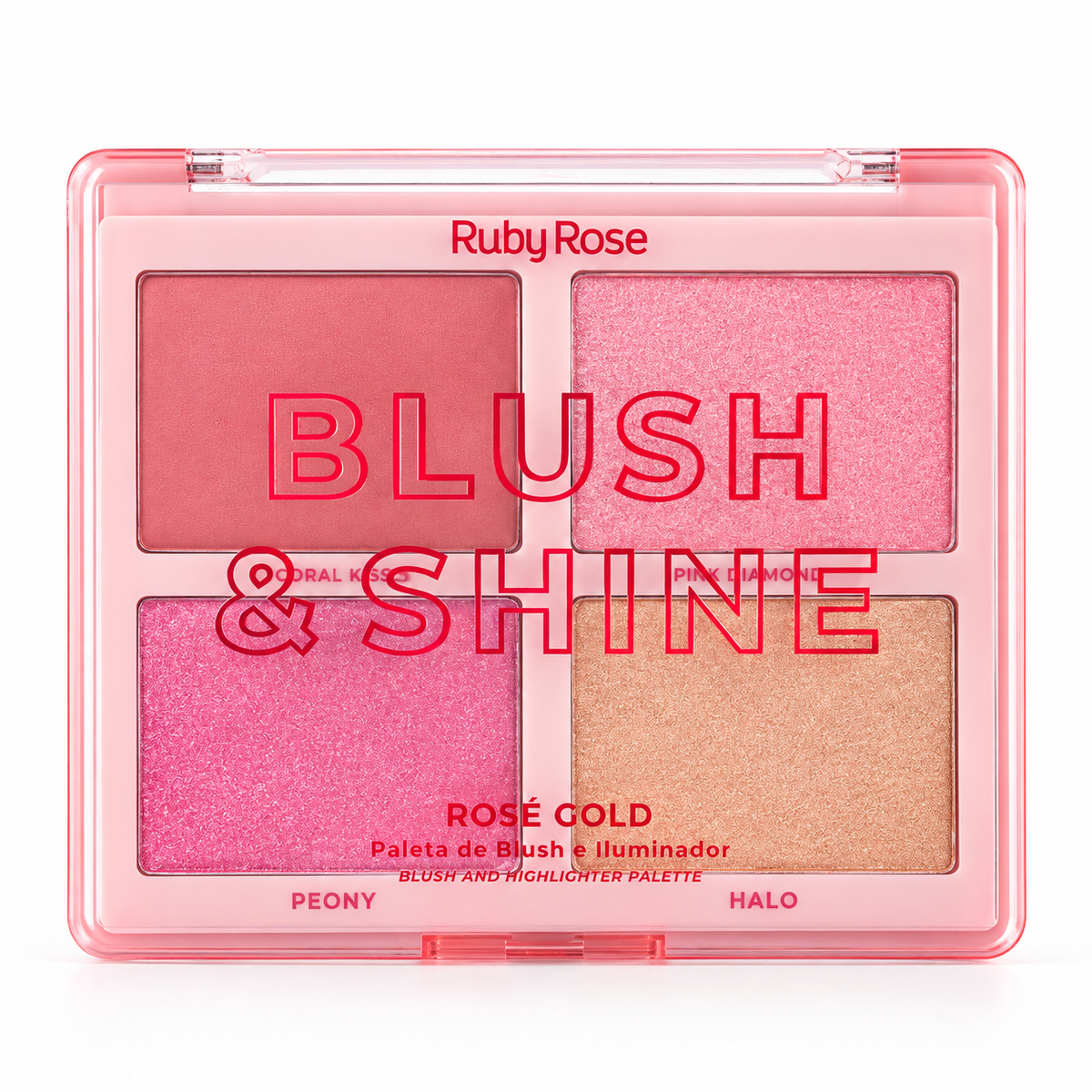 Paleta Blush Iluminador Shine Ruby Rose Pink Rose Gold Line