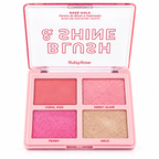 Paleta Blush Iluminador Shine Ruby Rose Pink Rose Gold Line