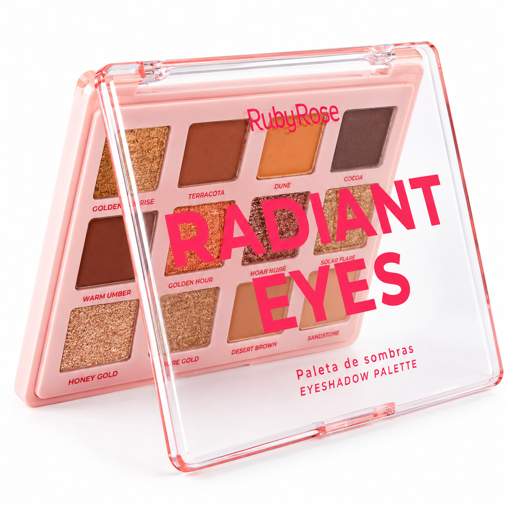 Paleta De Sombras 12 Tonos Matte Glitter Radiant Eyes Ruby Rose Terracota