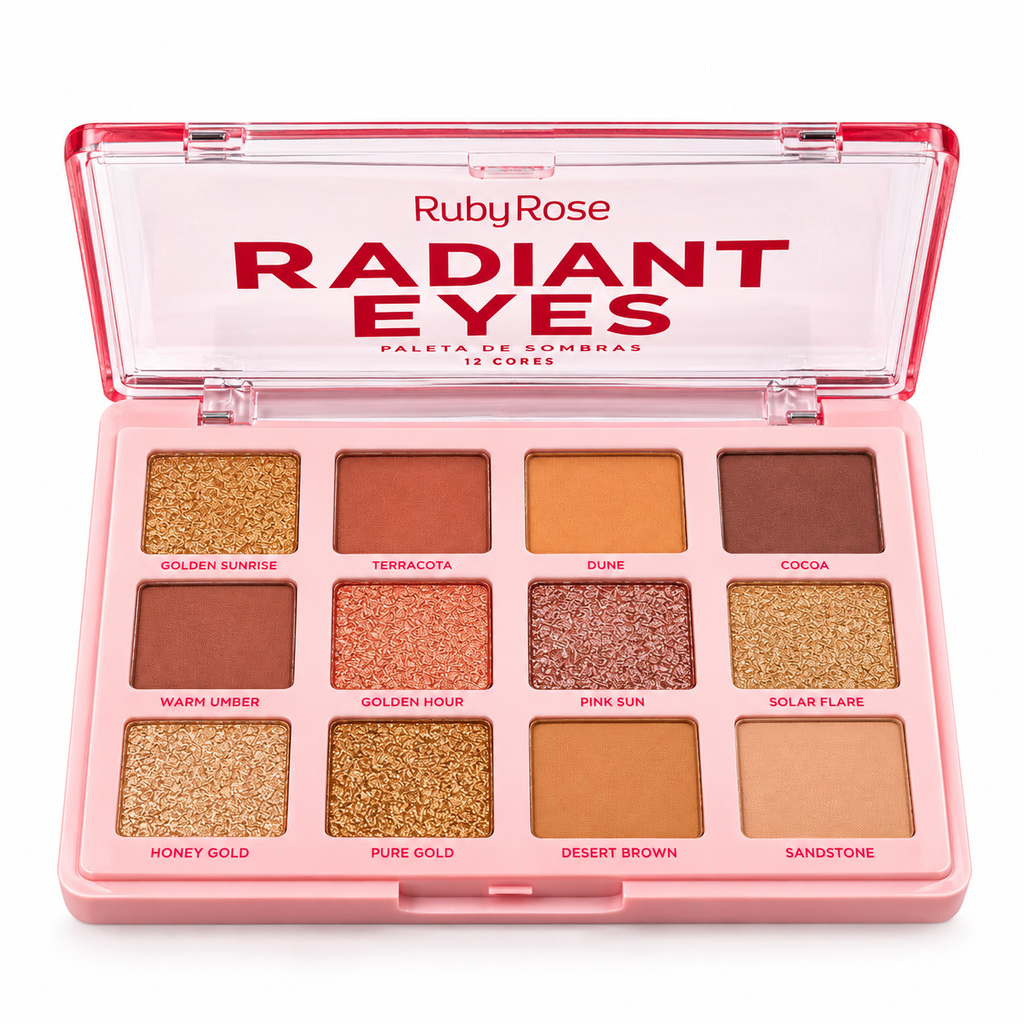 Paleta De Sombras 12 Tonos Matte Glitter Radiant Eyes Ruby Rose Terracota