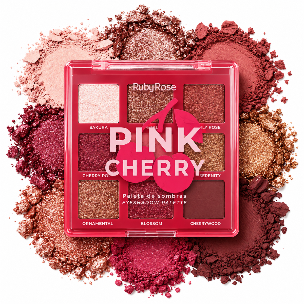 Paleta De Sombras 9 Tonos Profesional Ruby Rose Pink Cherry
