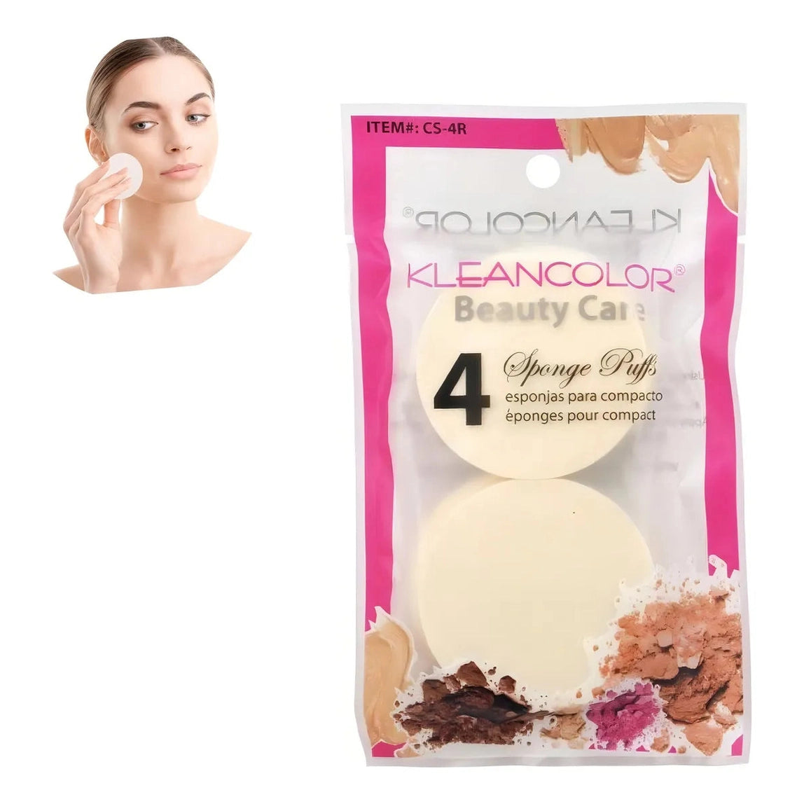 Esponjas De Maquillaje Redondas 4pz Kleancolor Color Beige Cosmeticos y cuidado del hogar