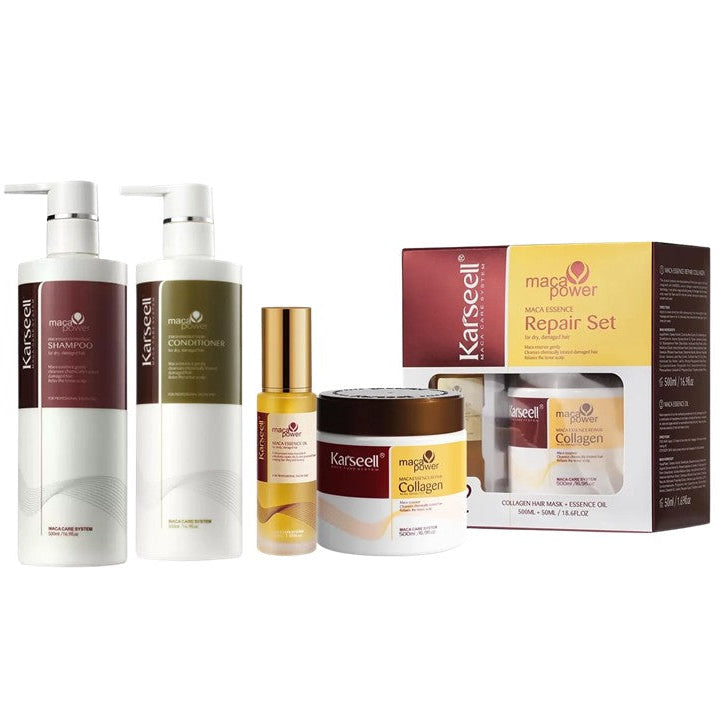 Set Reparador Shampoo Acondicionador Mascarilla Oleo 4Pz  Karseell
