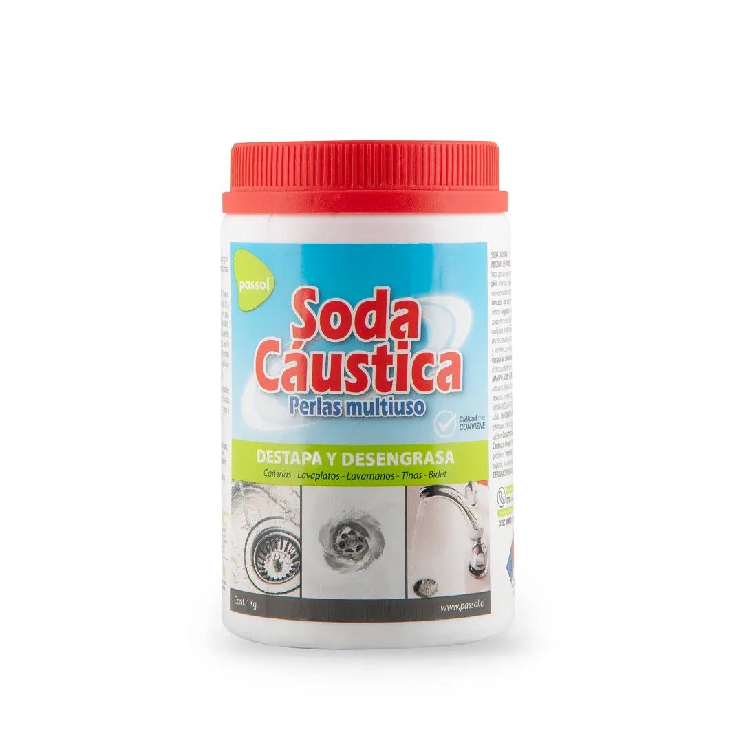 Soda Caustica Perlas 1 Kg Passol Destapa Cañerías Desagües Cosmeticos y cuidado del hogar