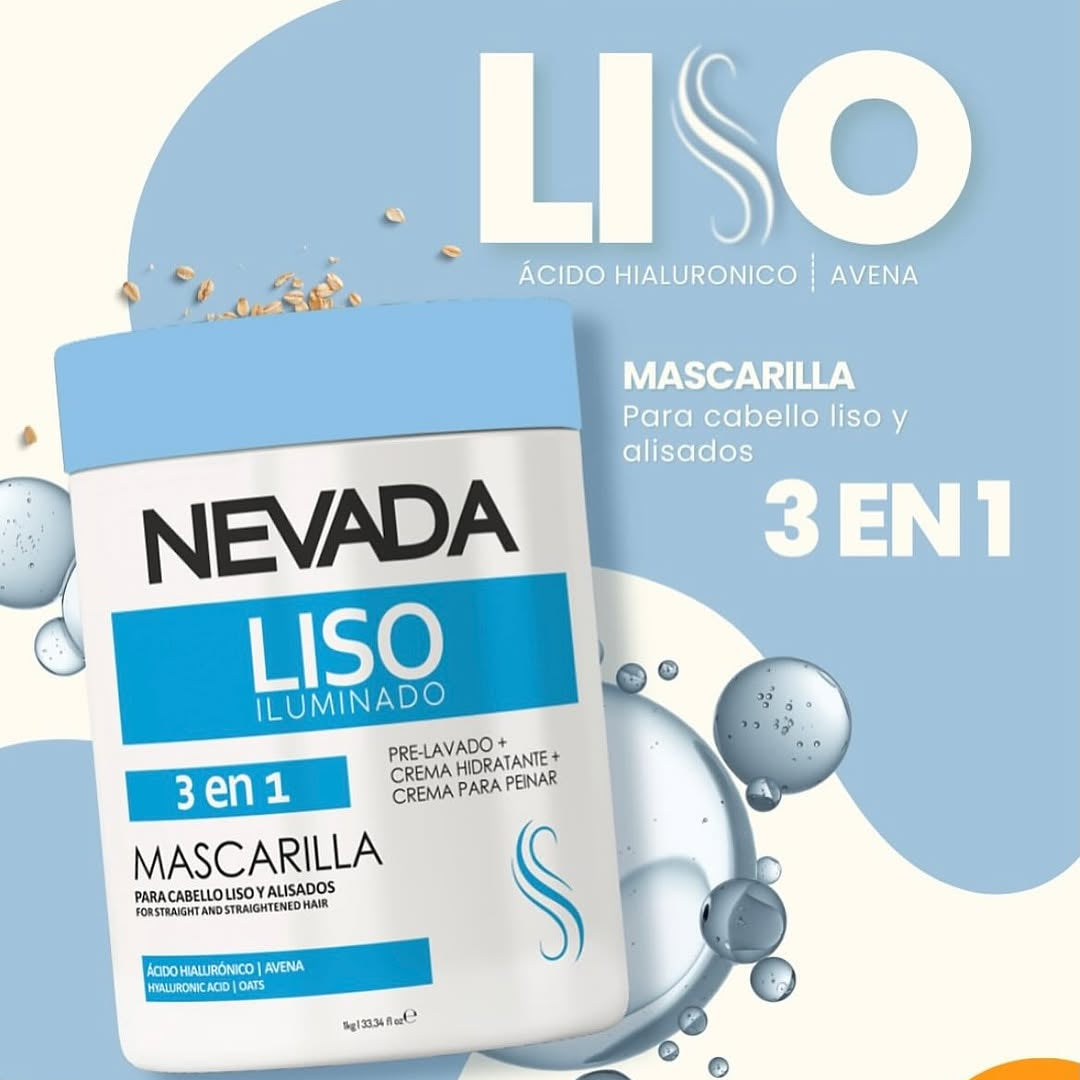 Mascarilla Capilar 3 En 1 Cabello Liso Iluminado 1kg Nevada