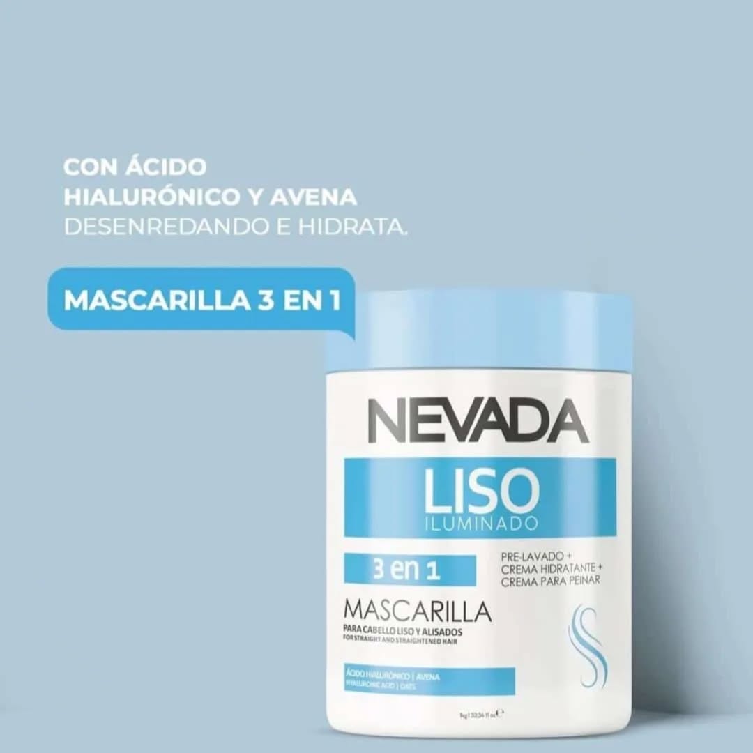 Mascarilla Capilar 3 En 1 Cabello Liso Iluminado 1kg Nevada