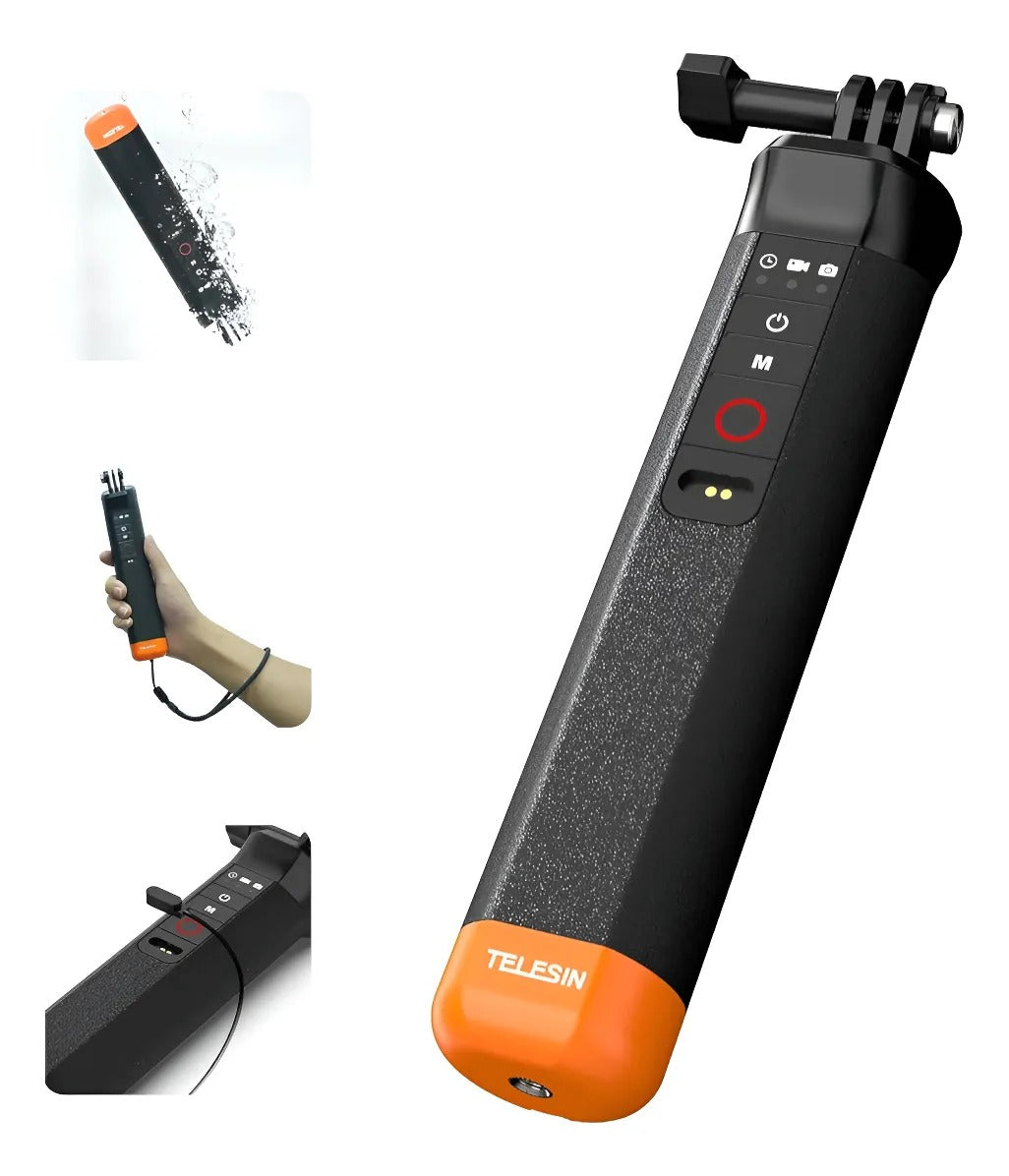 Barra Impermeable Con Control Remoto Gopro 9 A 13- Telesin Negro