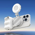 Empuñadura Magnética Y Selfie Ring Light Aro De Luz Telesin Blanco