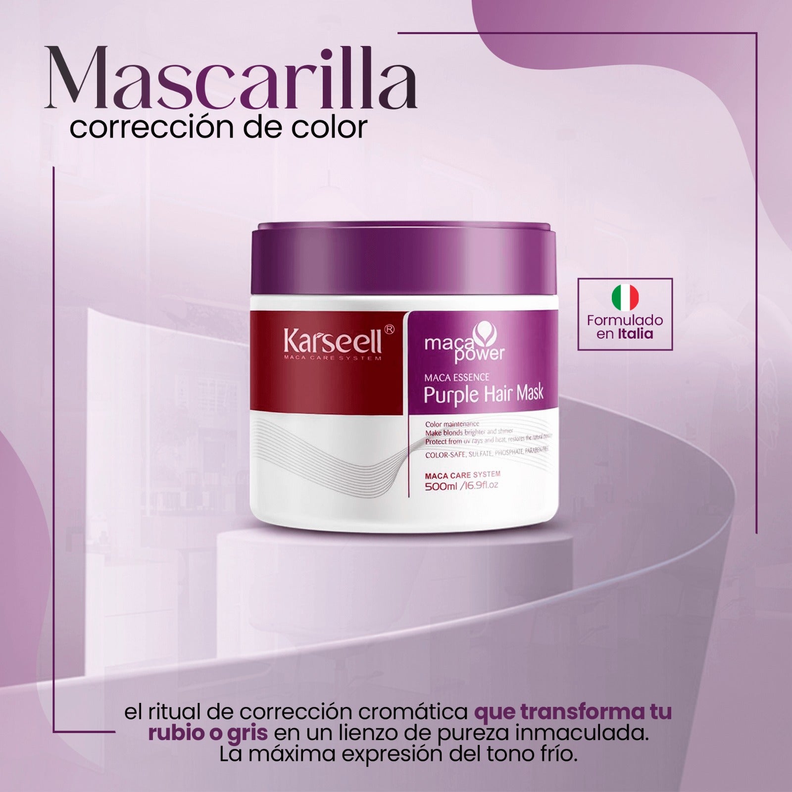 Mascarilla Karseell Tratamiento Violeta 500ml Neutraliza Tonos Amarillos
