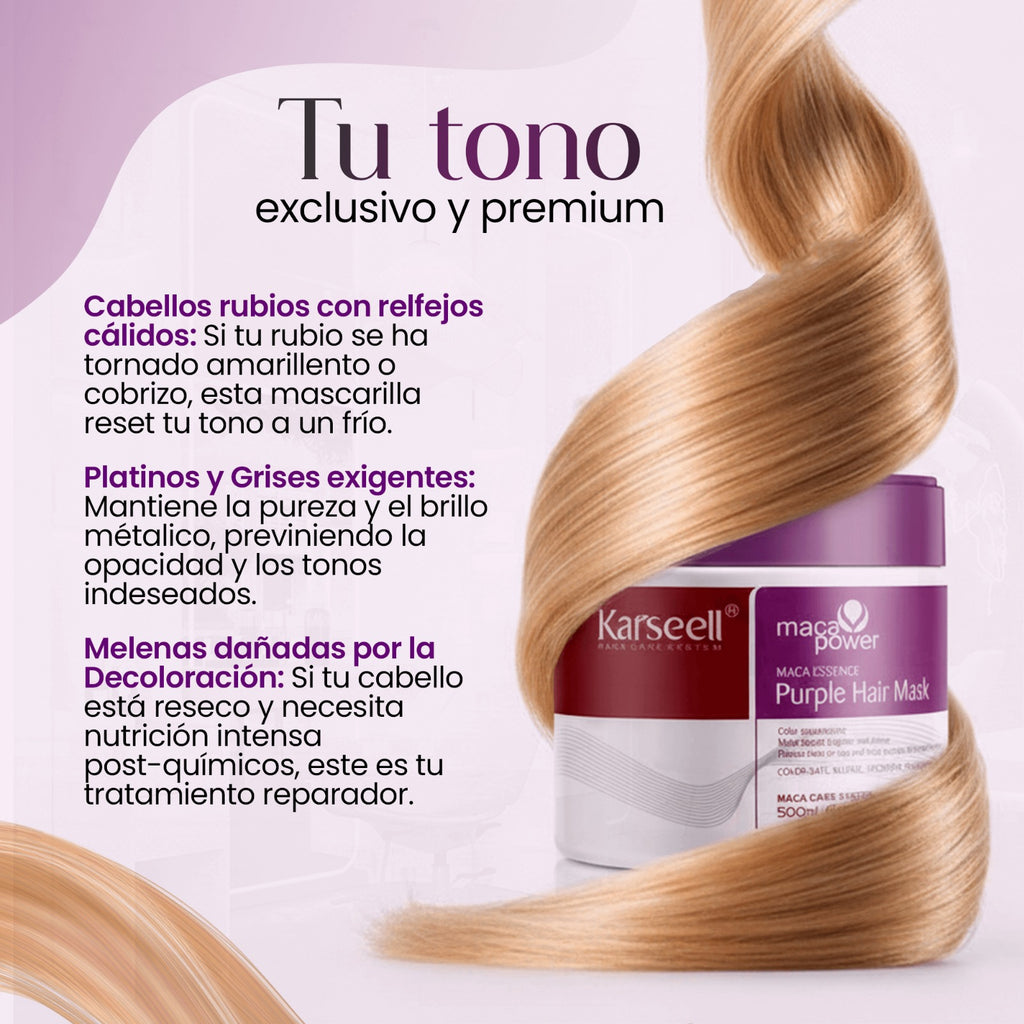 Mascarilla Karseell Tratamiento Violeta 500ml Neutraliza Tonos Amarillos
