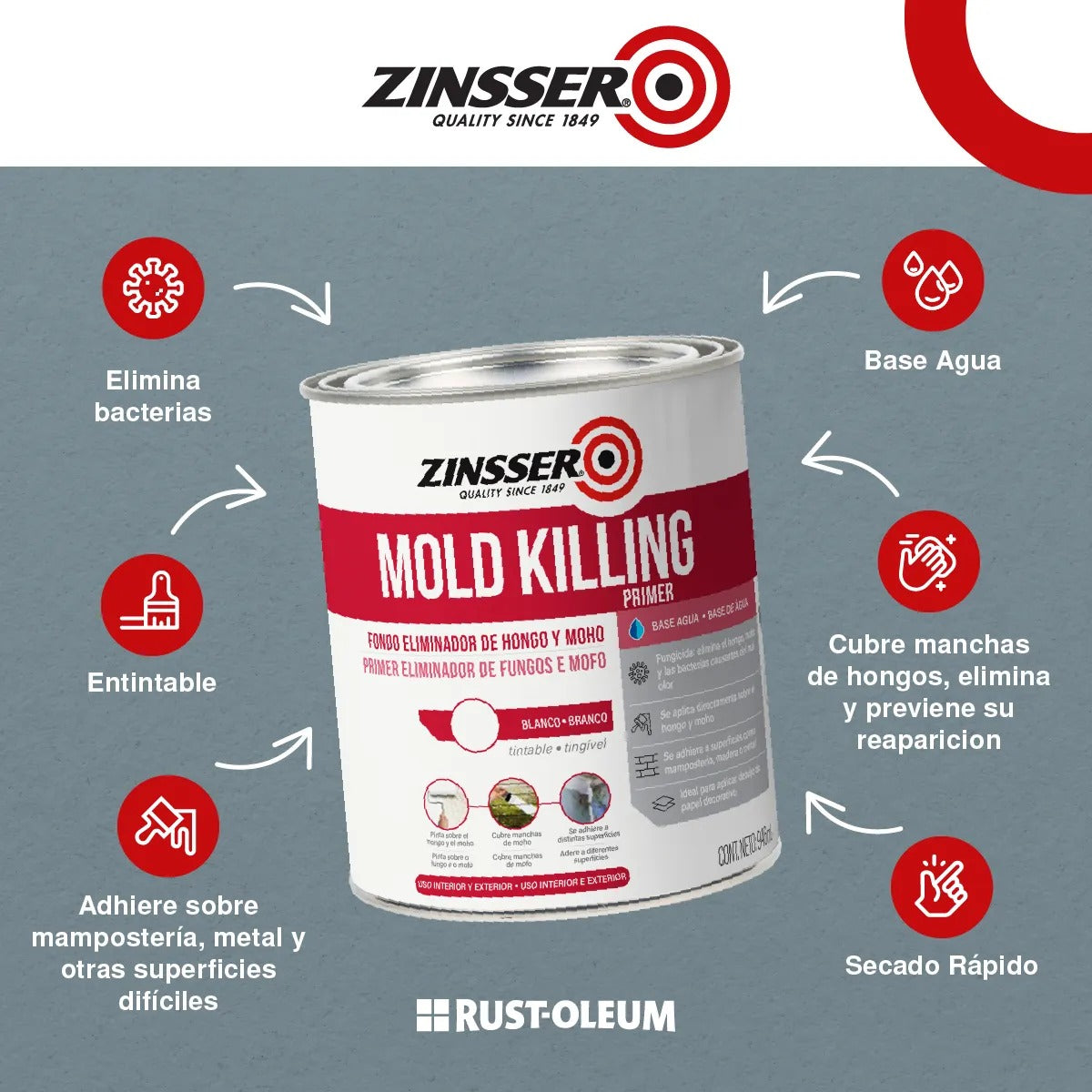 Esmalte Blanco Antihongos Primer Zinsser Mold Killing 946 Ml