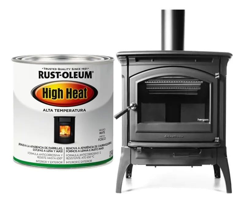 Esmalte Alta Temperatura Rust Oleum Brochable Negro Mate