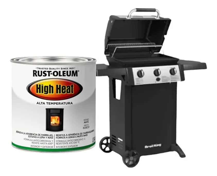 Esmalte Alta Temperatura Rust Oleum Brochable Negro Mate