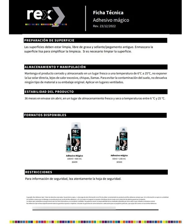 Adhesivo Magico Pegamento Secado Rapido 9 Seg 25g 100ml Rex