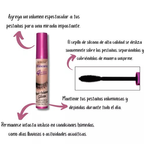 Mascara De Pestañas Maxi Volumen Silicon Waterproof Prosa