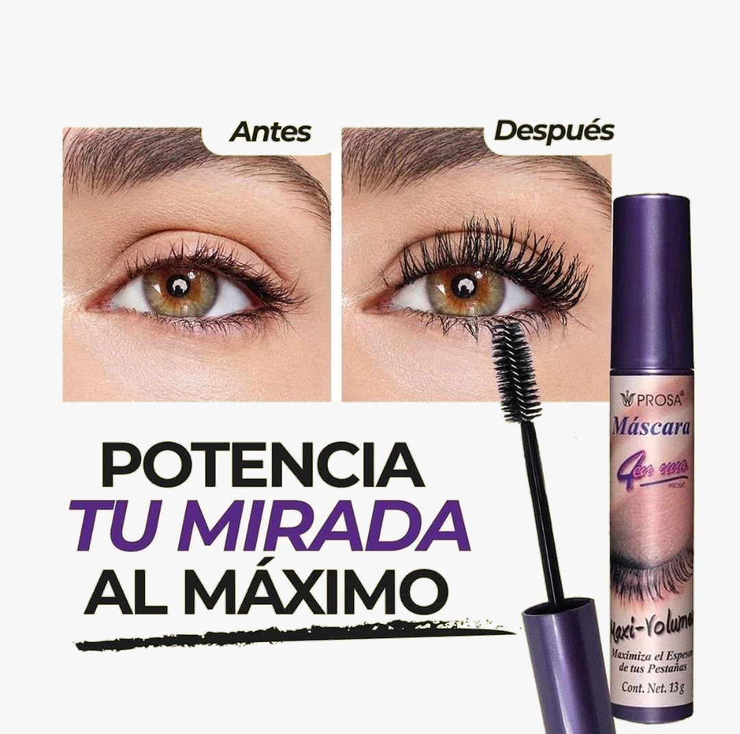 Mascara De Pestañas Maxi Volumen Waterproof Negro Prosa