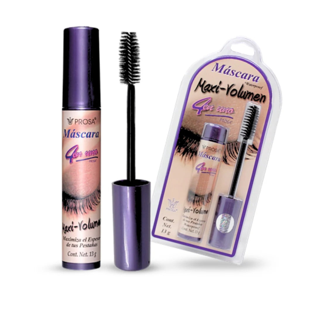 Mascara De Pestañas Maxi Volumen Waterproof Negro Prosa