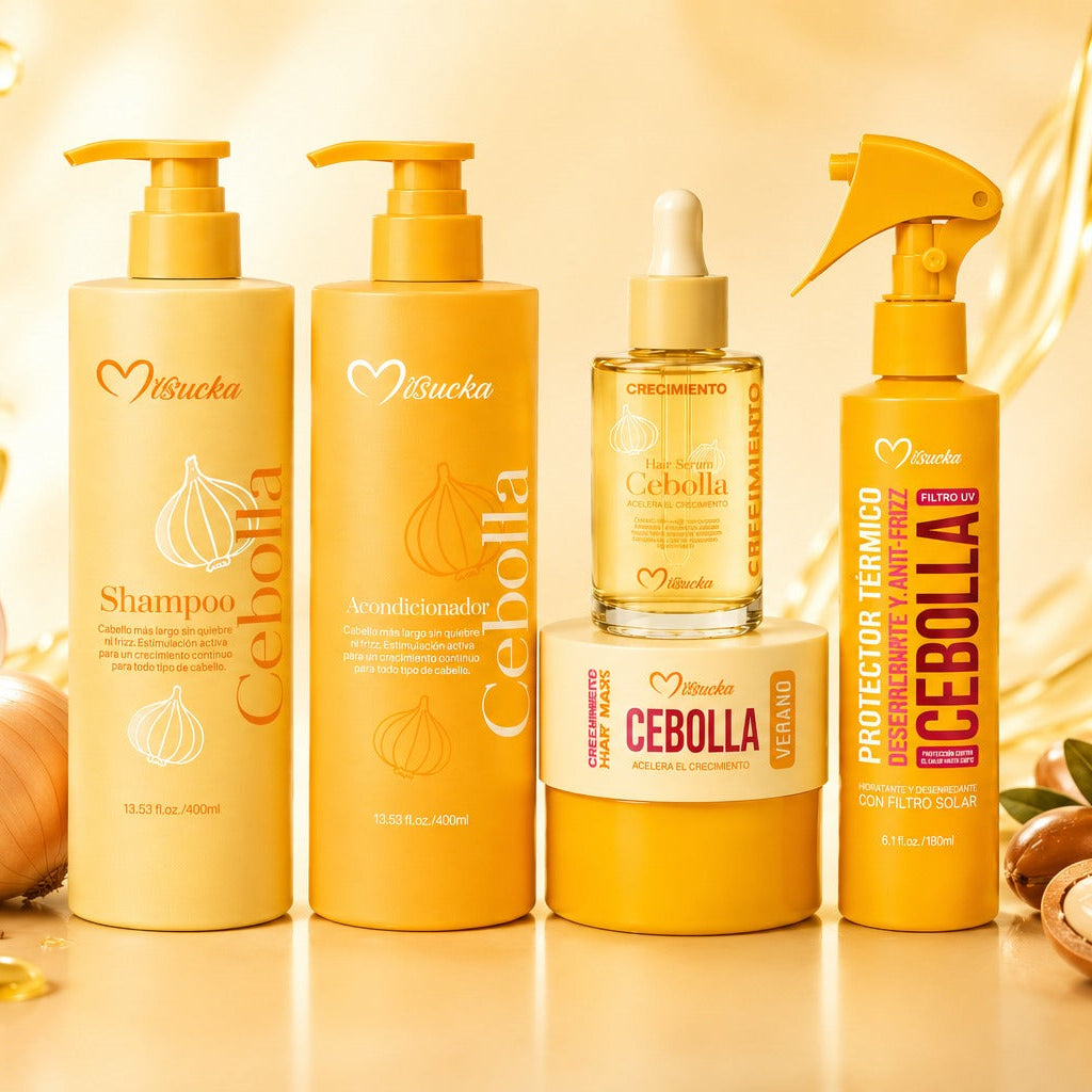 Set Shampoo Acondicionador Mascarilla Serum Termo Cebolla Misucka