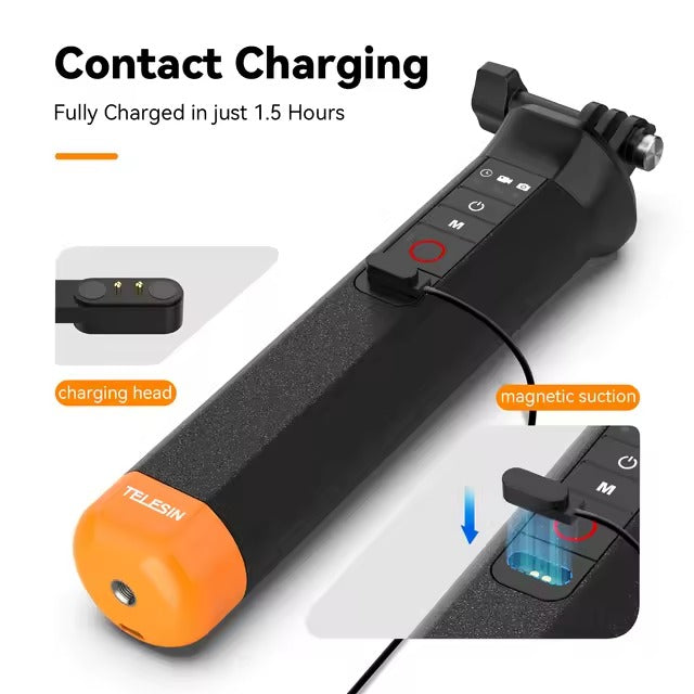 Barra Impermeable Con Control Remoto Gopro 9 A 13- Telesin Negro