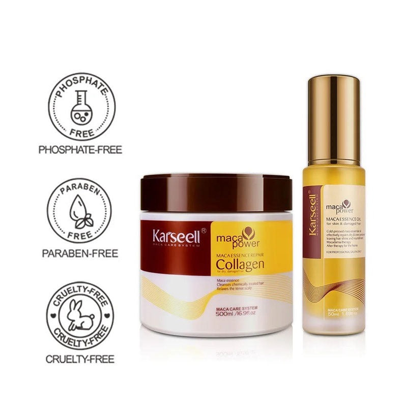 Karseell Set Reparador Mascarilla Y Oleo Para Cabello 500ml 50ml