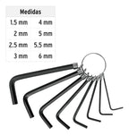 Set Juego 8 Llaves Allen Pretul 1,5 A 6 Mm Portatil Llavero