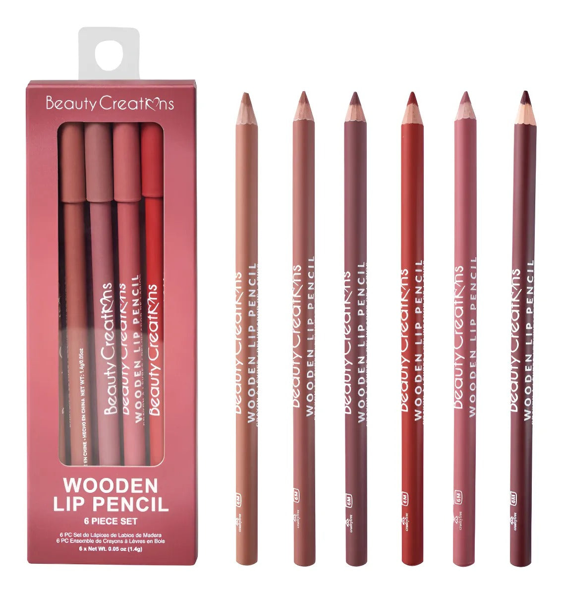 Set 6 Lapiz Delineador Labios Lip Wooden Beauty Creations