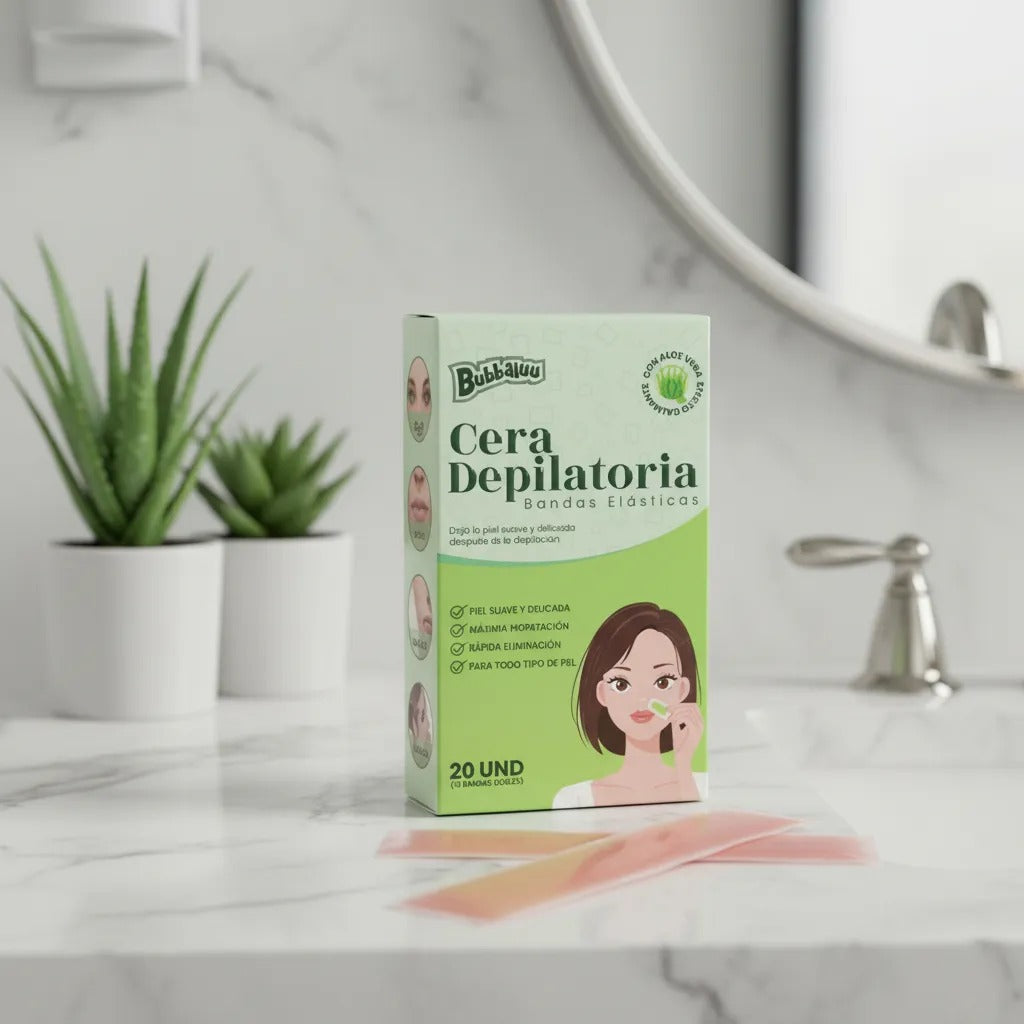 Bandas Depilatorias Bubbaluu Facial Con Aloe Vera 20 Unidades.