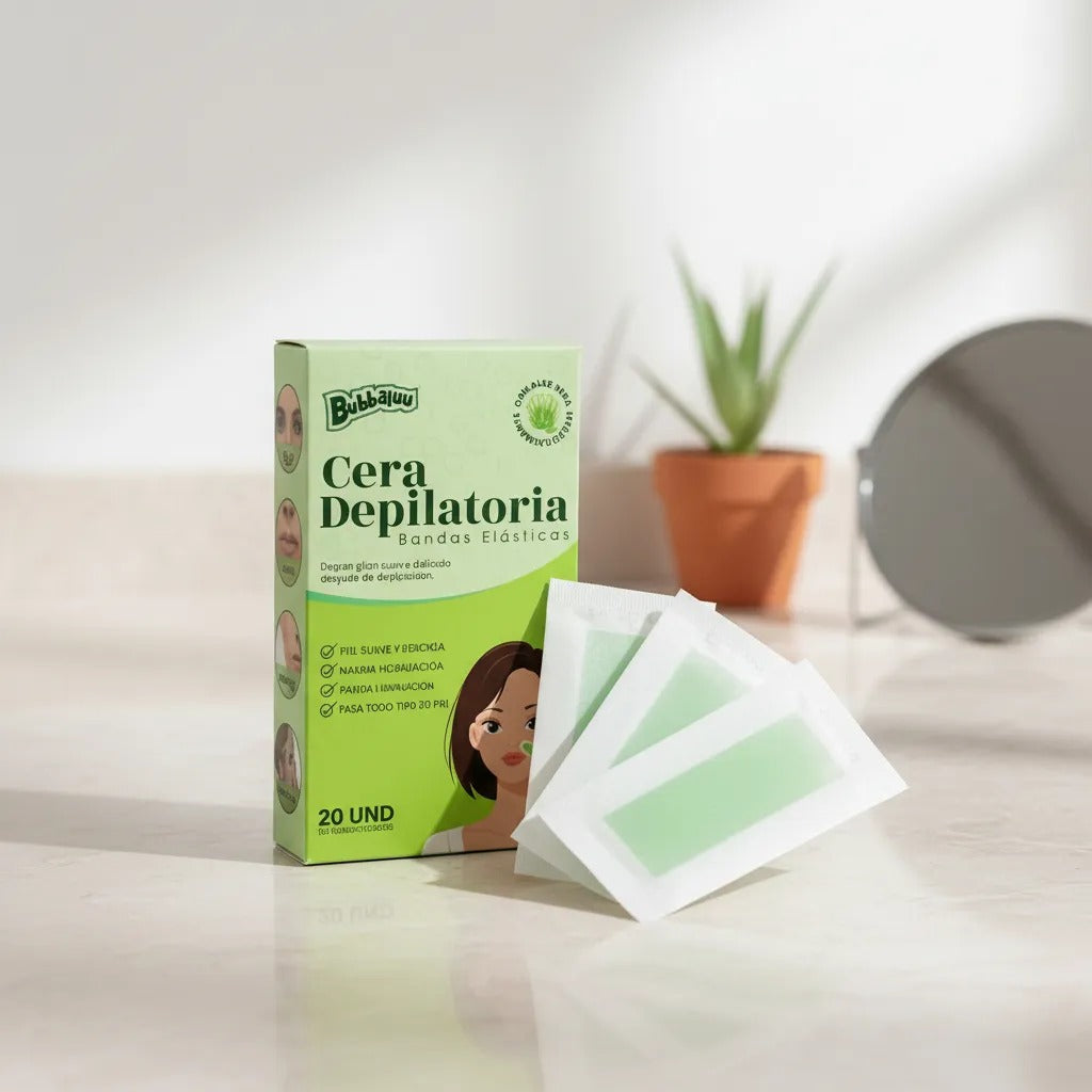 Bandas Depilatorias Bubbaluu Facial Con Aloe Vera 20 Unidades.
