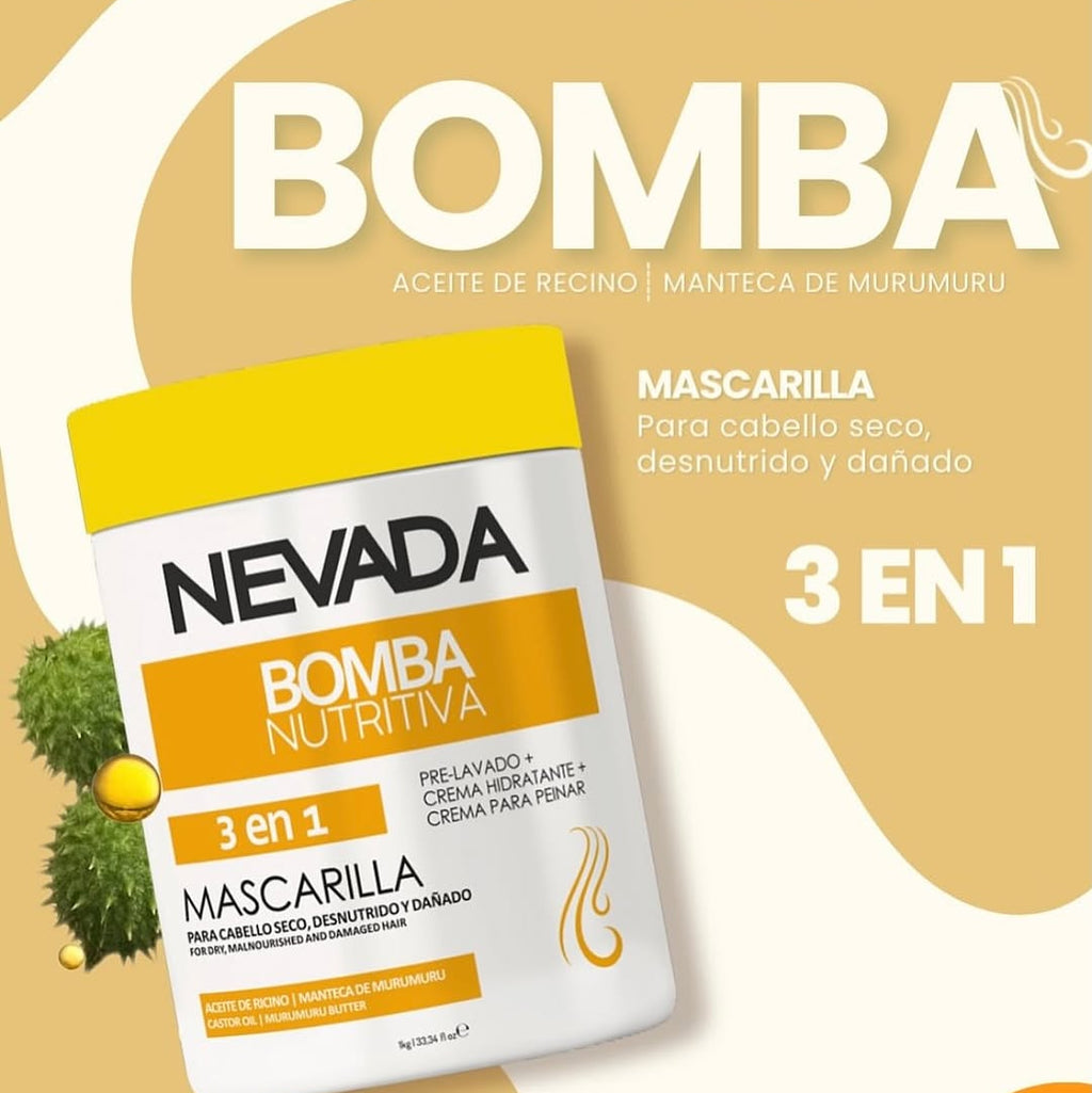Mascarilla Capilar 3 En 1 Cabello Bomba Nutritiva 1kg Nevada