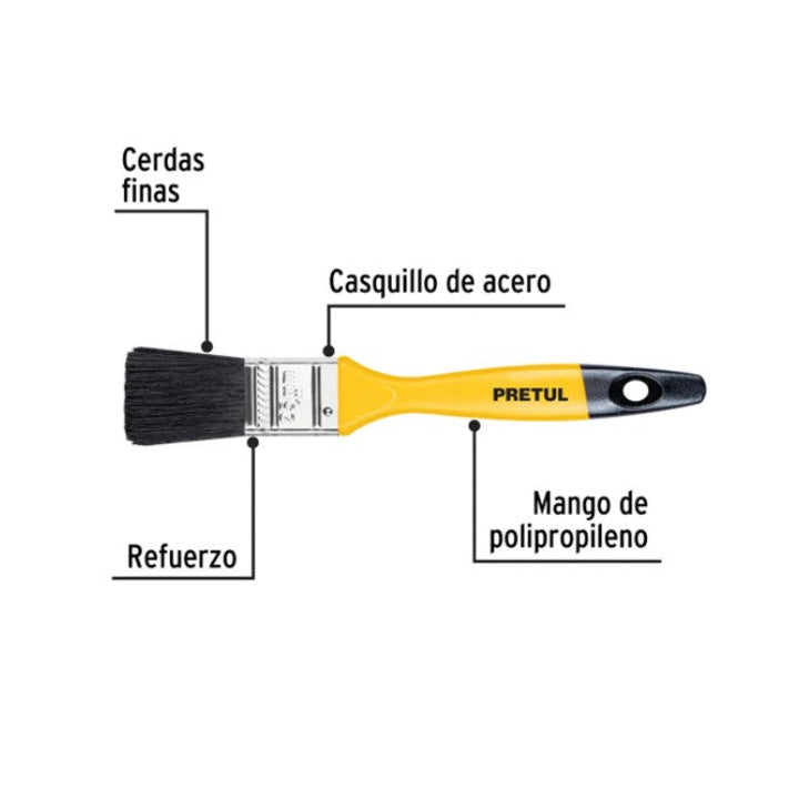 Brocha Pintura 1 Pulgada (2,5 Cm) Pretul Pack 3 Unidades