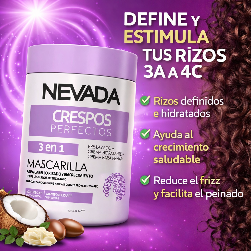 Mascarilla Capilar 3 En 1 Crespos Perfectos 1kg Nevada
