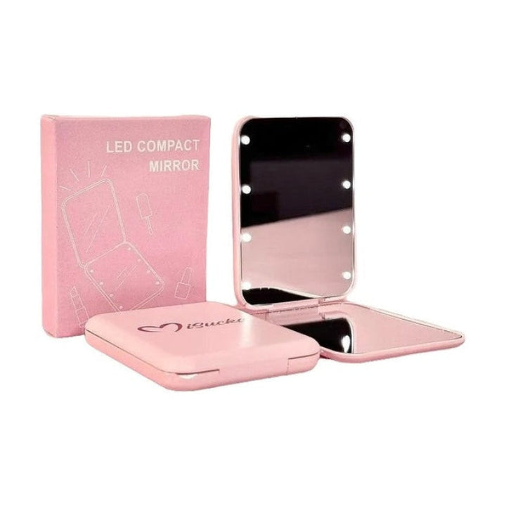 Espejo Con Luz Led De Bolsillo Plegable Portátil Misucka Rosa Claro Cosmeticos y cuidado del hogar