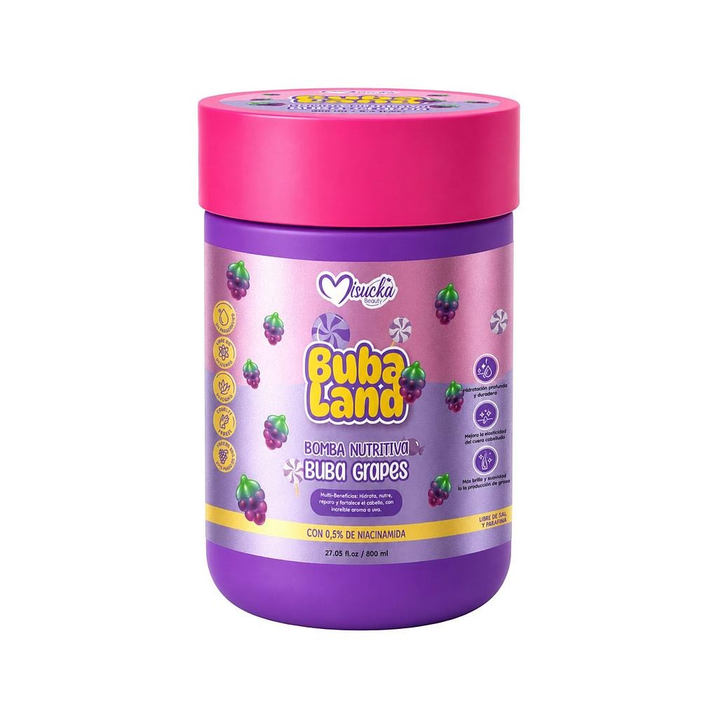 Bomba Nutritiva Capilar Niacinamida Buba Land Buba Grapes Uva 800ml Misu